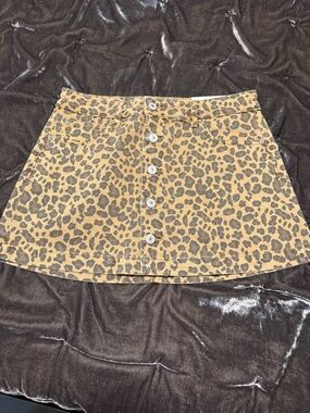American Eagle Outfitters Leopard Button-Front Mini Skirt - Tan/Black